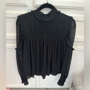 ZARA. babydoll top with Swiss dot